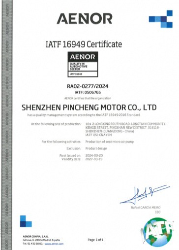 IATF 16949 Certificate IATF 16949 Certificate